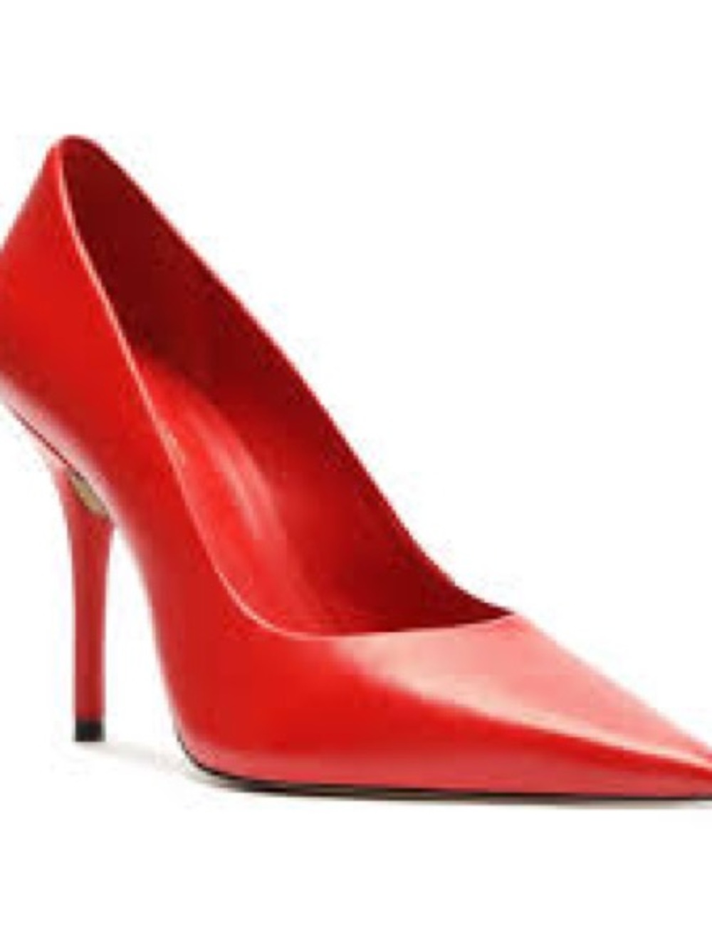 Red Pointed Leather Stiletto Pump - Women's Dress Heels